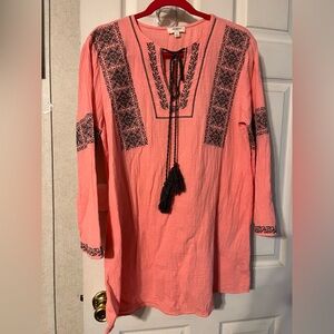 Embroidered Pink Tunic Top